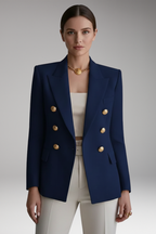 Women's Lapel Blazer Overlapping Front Long Sleeves