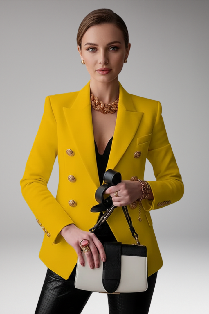 Women's Lapel Blazer Overlapping Front Long Sleeves