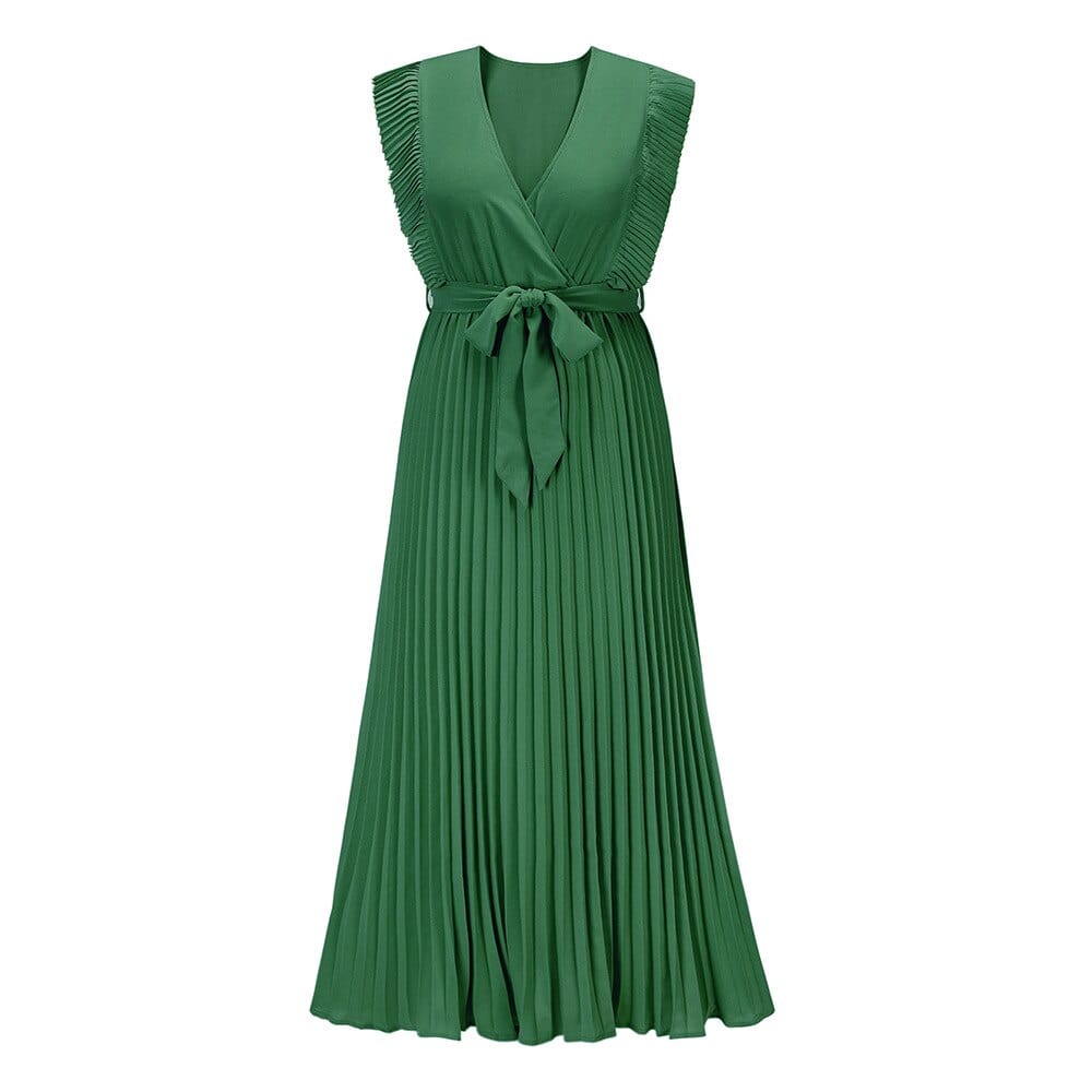 Women's Bohemian V-Neck Dress for Wedding Guests, featuring a relaxed fit and elegant floral patterns, perfect for outdoor ceremonies and summer celebrations. 1