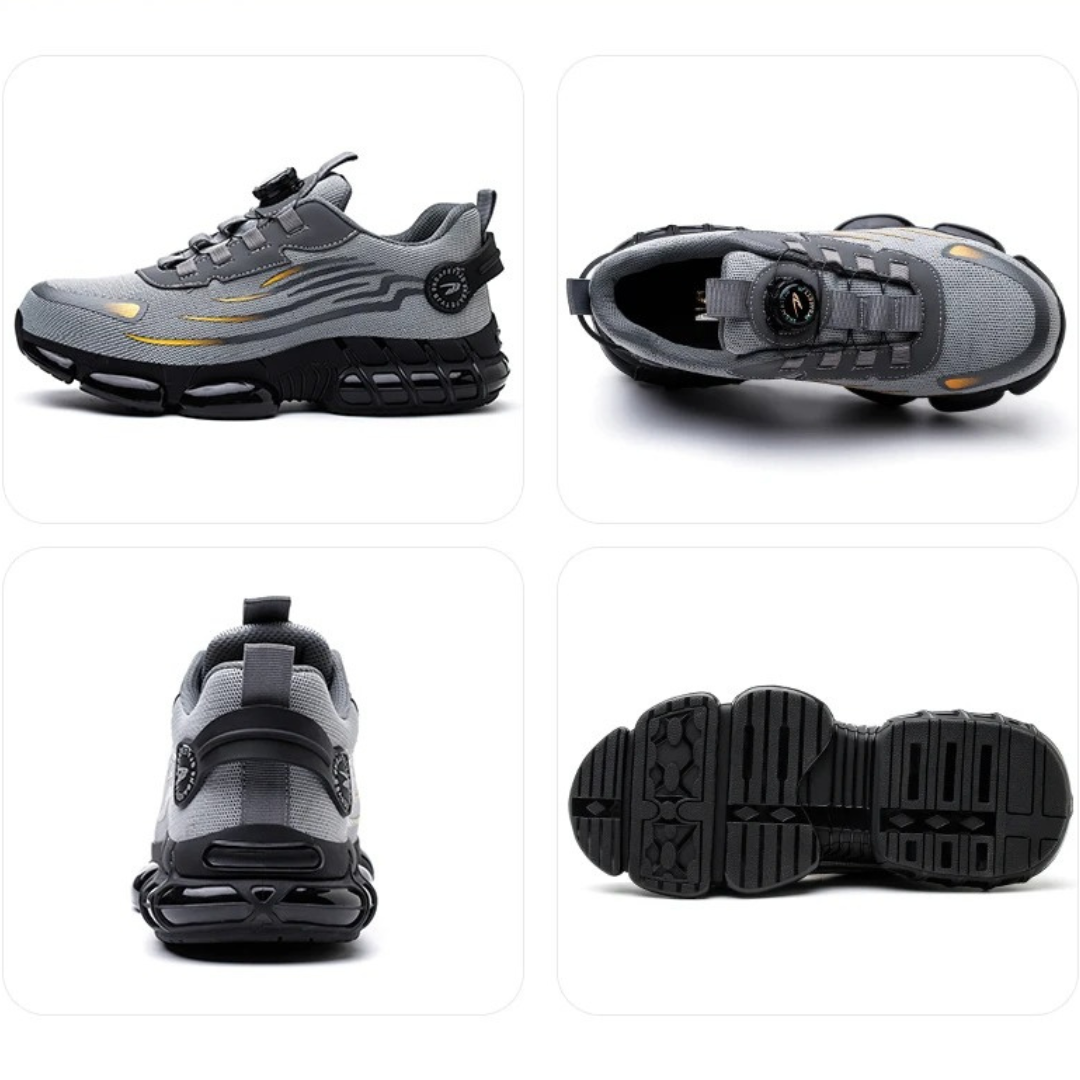 Women's breathable steel toe safety shoes designed for comfort and protection, featuring quick release functionality for easy wear, ideal for work environments. 6