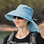 Women's breathable sun hat designed for fishing, hiking, and outdoor activities, featuring a wide brim for sun protection and lightweight fabric for comfort. 1