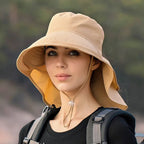 Women's breathable sun hat designed for fishing, hiking, and outdoor activities, featuring a wide brim for sun protection and lightweight fabric for comfort. 3