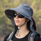 Women's breathable sun hat designed for fishing, hiking, and outdoor activities, featuring a wide brim for sun protection and lightweight fabric for comfort. 4