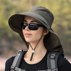 Women's breathable sun hat designed for fishing, hiking, and outdoor activities, featuring a wide brim for sun protection and lightweight fabric for comfort. 5
