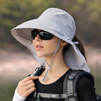 Women's breathable sun hat designed for fishing, hiking, and outdoor activities, featuring a wide brim for sun protection and lightweight fabric for comfort. 6
