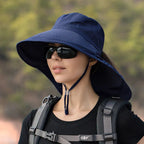 Women's breathable sun hat designed for fishing, hiking, and outdoor activities, featuring a wide brim for sun protection and lightweight fabric for comfort. 7