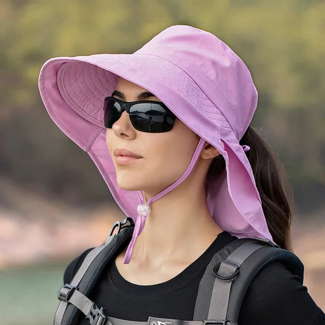 Women's breathable sun hat designed for fishing, hiking, and outdoor activities, featuring a wide brim for sun protection and lightweight fabric for comfort. 9
