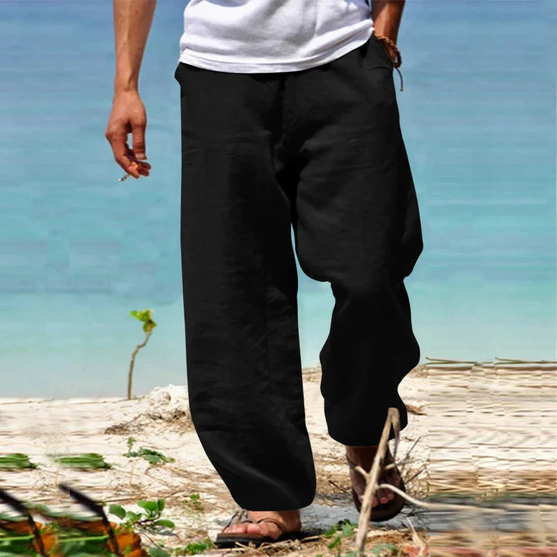 Women's classic linen trousers in a versatile design, ideal for casual wear, featuring a comfortable fit and breathable fabric for all-day comfort and style. 1