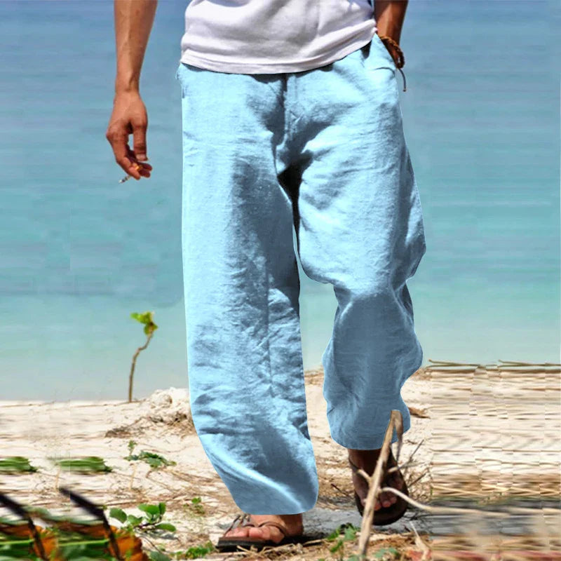 Women's classic linen trousers in a versatile design, ideal for casual wear, featuring a comfortable fit and breathable fabric for all-day comfort and style. 2