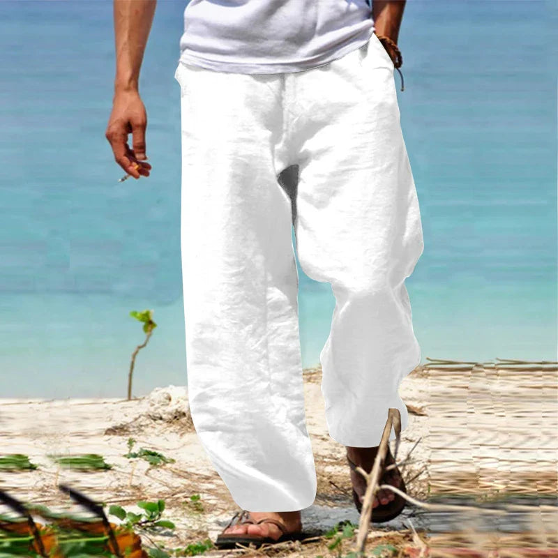 Women's classic linen trousers in a versatile design, ideal for casual wear, featuring a comfortable fit and breathable fabric for all-day comfort and style. 4