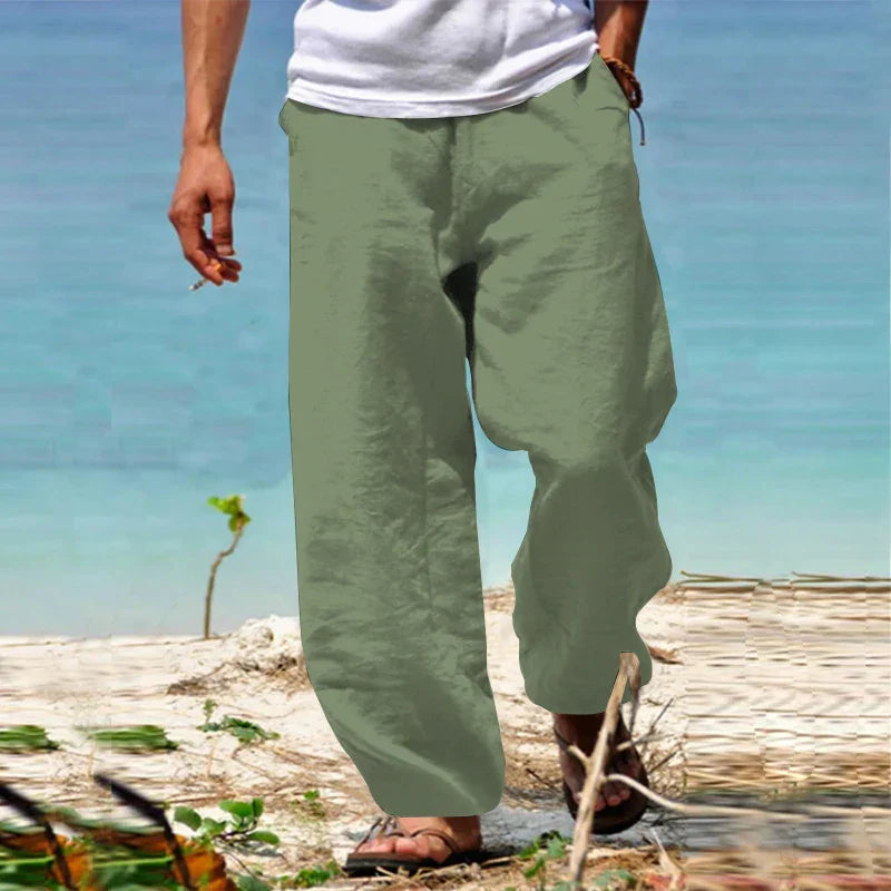 Women's classic linen trousers in a versatile design, ideal for casual wear, featuring a comfortable fit and breathable fabric for all-day comfort and style. 5