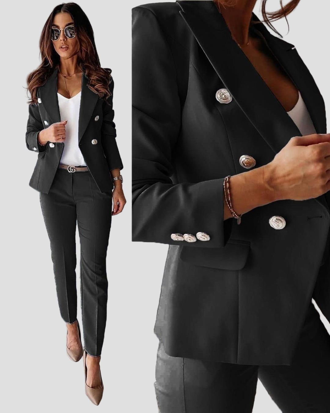Women's Double-Breasted Blazer and Trouser Set