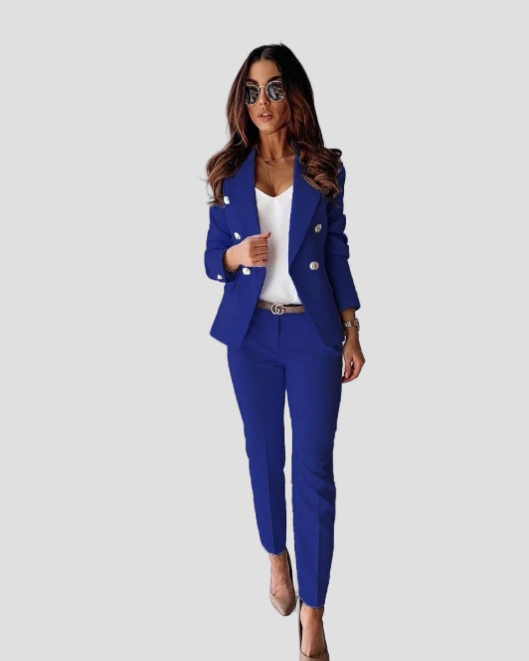 Women's Double-Breasted Blazer and Trouser Set