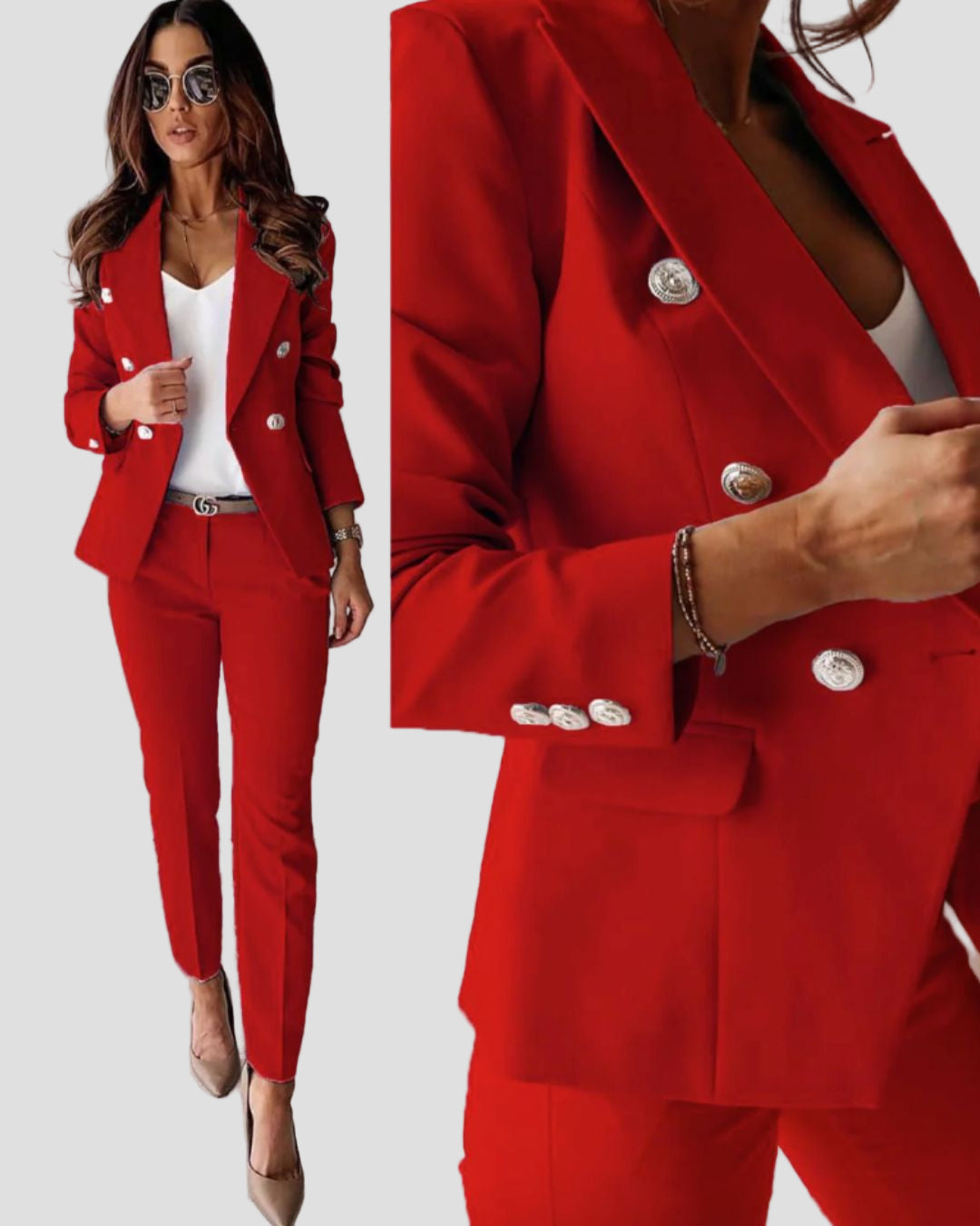 Women's Double-Breasted Blazer and Trouser Set