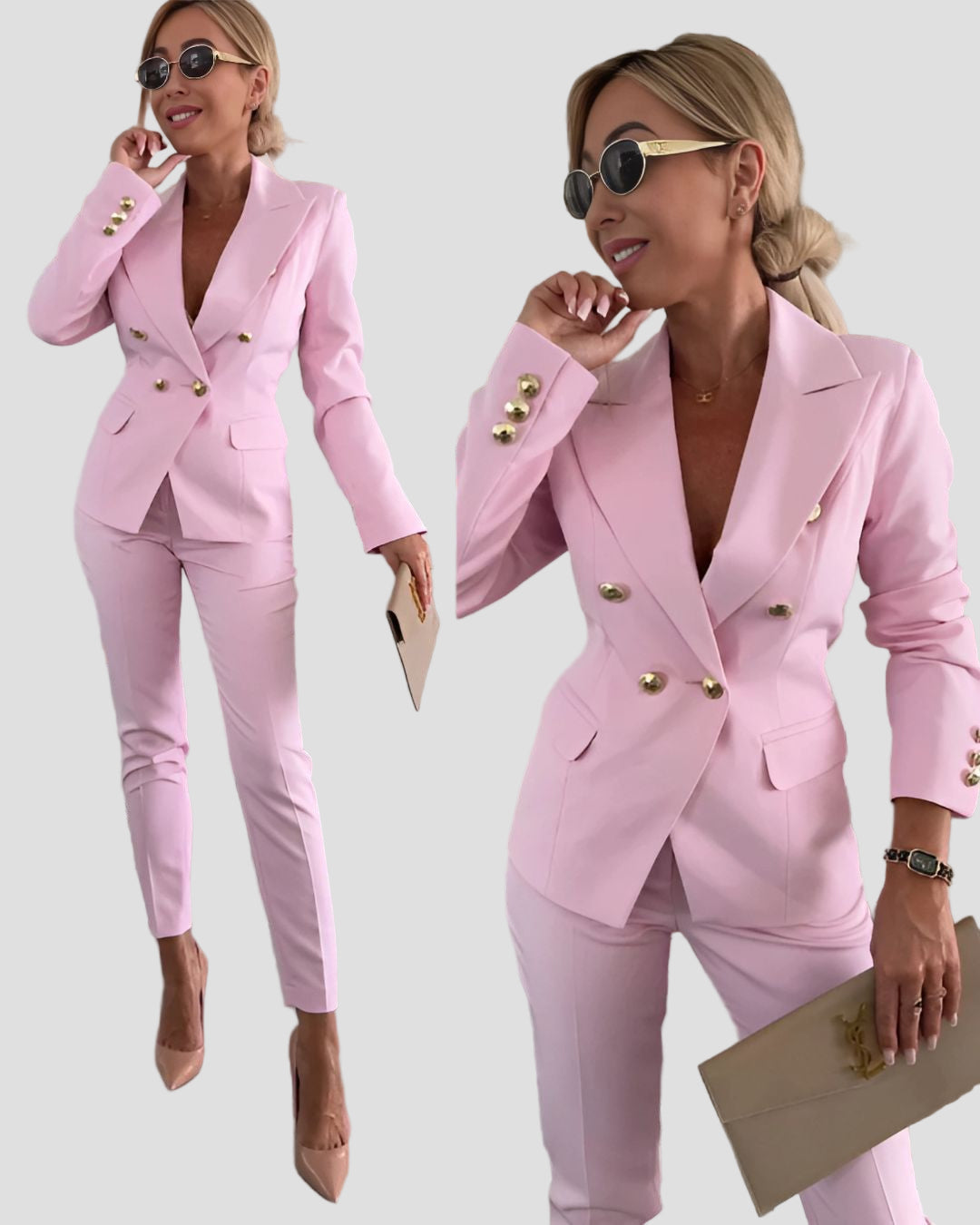Women's Double-Breasted Blazer and Trouser Set