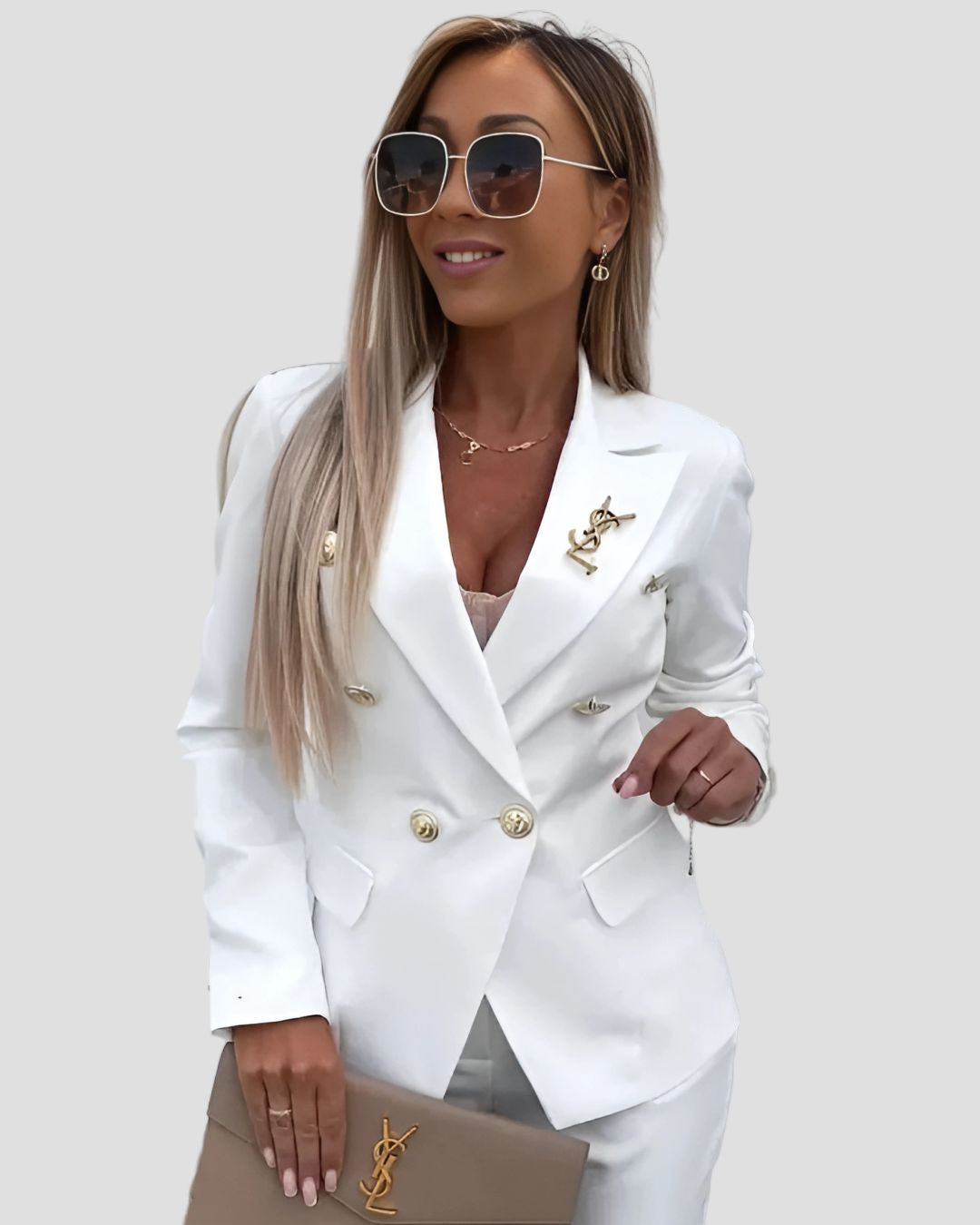 Women's Double-Breasted Blazer and Trouser Set