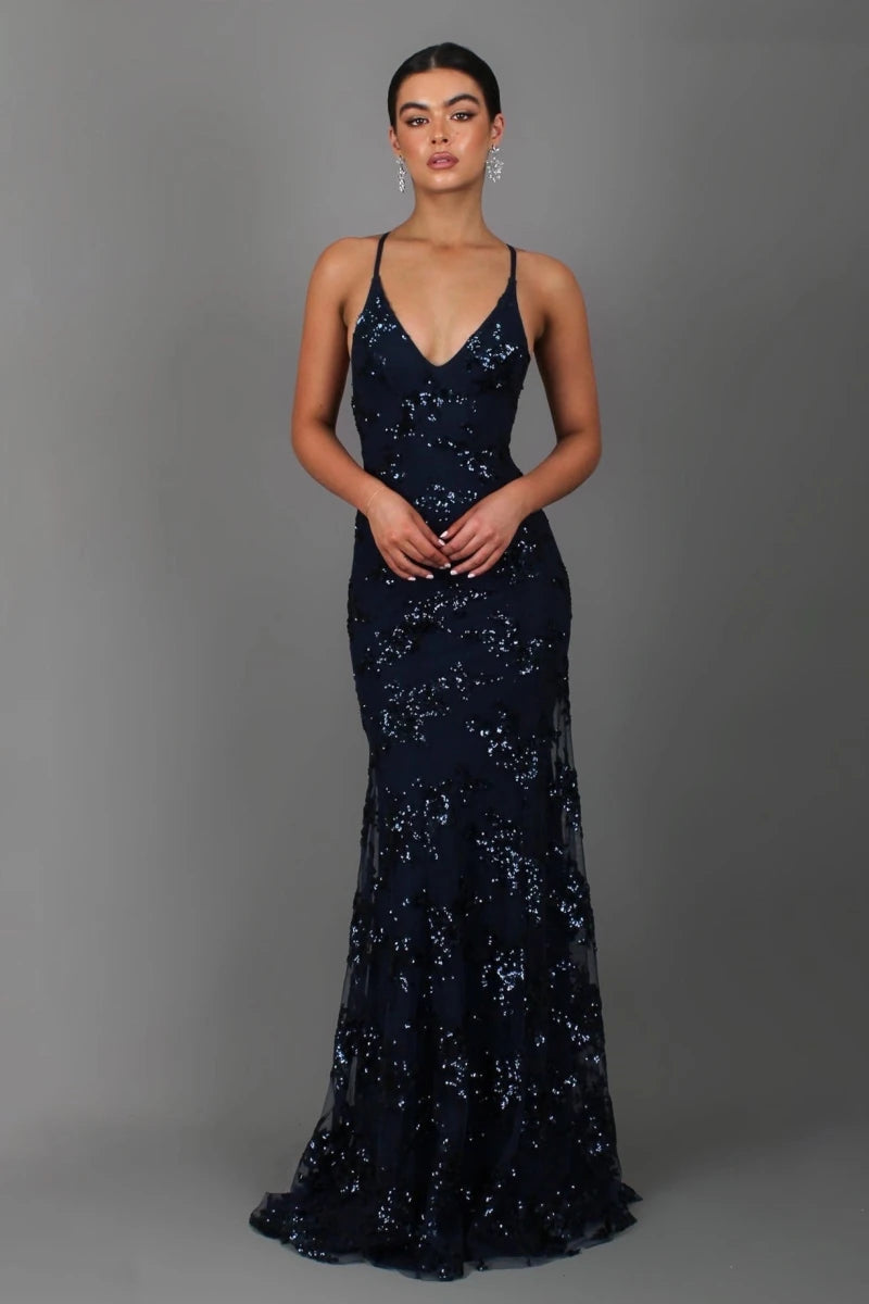 Elegant women's figure-hugging evening gown designed for gala events, featuring a flattering silhouette, intricate detailing, and a sophisticated color palette. 0