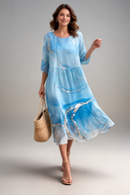 Women's Graceful Floral Print Dress featuring a vibrant design, perfect for summer formal occasions, showcasing elegant short sleeves and a flattering silhouette. 2
