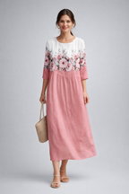 Women's Graceful Floral Print Dress featuring a vibrant design, perfect for summer formal occasions, showcasing elegant short sleeves and a flattering silhouette. 5