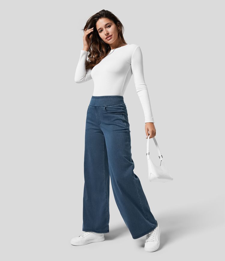 Women's high waist trousers featuring a comfortable fit, perfect for both casual and formal wear, available in various colors and styles. 0