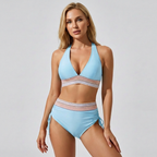 Women's high waisted push up bikini set swimwear in vibrant colors, designed for a flattering fit and enhanced support, perfect for beach days and poolside 2
