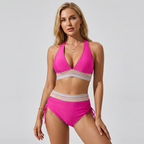 Women's high waisted push up bikini set swimwear in vibrant colors, designed for a flattering fit and enhanced support, perfect for beach days and poolside 4