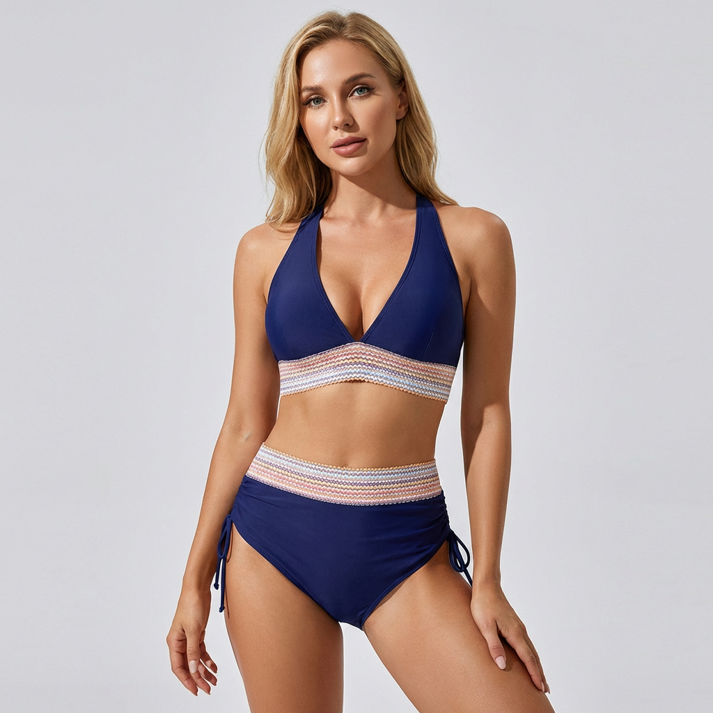 Women's high waisted push up bikini set swimwear in vibrant colors, designed for a flattering fit and enhanced support, perfect for beach days and poolside 5
