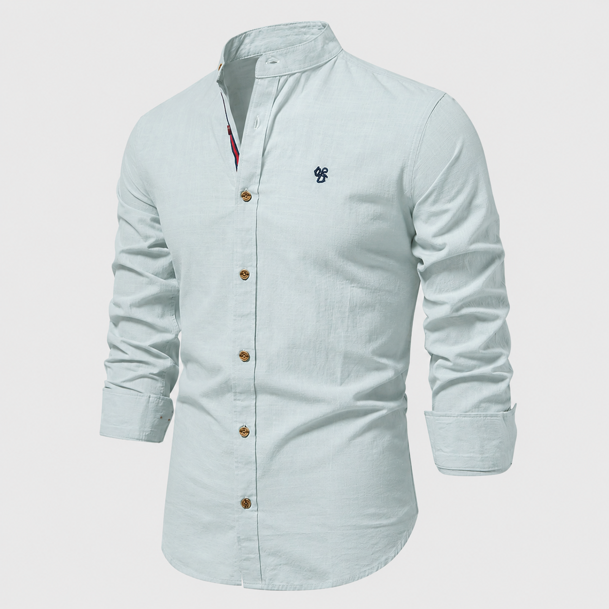 Women's long sleeve stand-up collar shirt designed for casual everyday wear, featuring a stylish and comfortable fit in versatile colors. 5