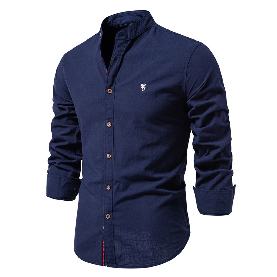 Women's long sleeve stand-up collar shirt designed for casual everyday wear, featuring a stylish and comfortable fit in versatile colors. 7