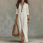 Women's loose fit ankle length maxi dress, perfect for summer, featuring a breathable fabric, stylish design, and vibrant colors, ideal for casual outings and beach 0