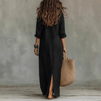 Women's loose fit ankle length maxi dress, perfect for summer, featuring a breathable fabric, stylish design, and vibrant colors, ideal for casual outings and beach 2