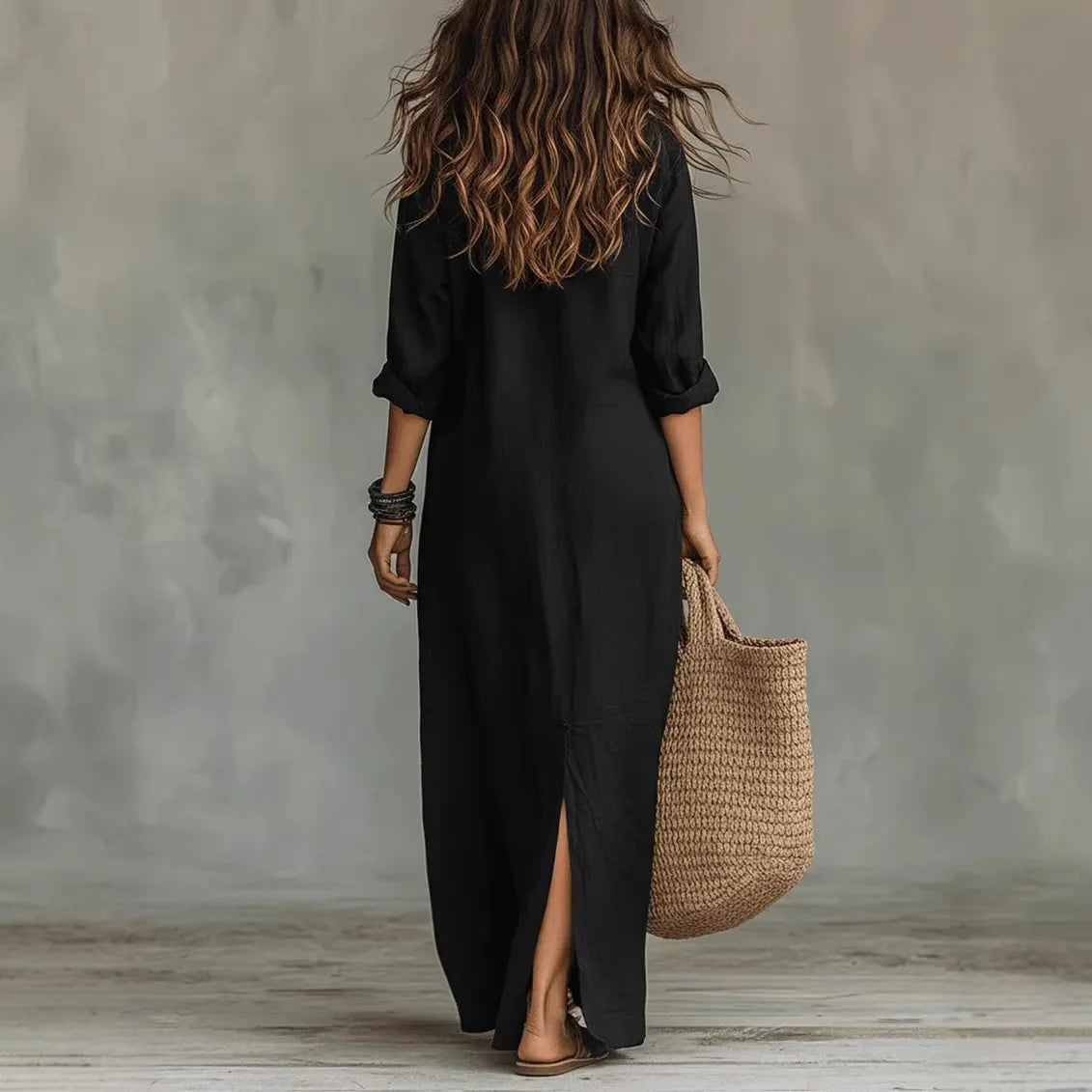 Women's loose fit ankle length maxi dress, perfect for summer, featuring a breathable fabric, stylish design, and vibrant colors, ideal for casual outings and beach 2
