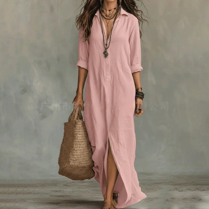 Women's loose fit ankle length maxi dress, perfect for summer, featuring a breathable fabric, stylish design, and vibrant colors, ideal for casual outings and beach 3