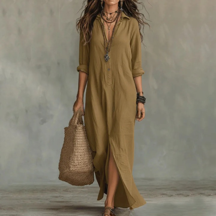 Women's loose fit ankle length maxi dress, perfect for summer, featuring a breathable fabric, stylish design, and vibrant colors, ideal for casual outings and beach 4