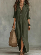 Women's loose fit ankle length maxi dress, perfect for summer, featuring a breathable fabric, stylish design, and vibrant colors, ideal for casual outings and beach 5