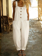 Women's loose fit denim overalls perfect for casual everyday wear, featuring adjustable straps and a relaxed silhouette for comfort and style. 3