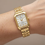 Women's minimalist square case watch designed for everyday wear, featuring a sleek, modern aesthetic and a versatile strap, perfect for any outfit. 1