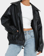 Leather Bomber Oversized Jacket