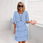 Women's casual summer shift dress featuring stylish puff sleeves, perfect for warm-weather outings and versatile enough for both day and night events. 0