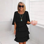 Women's casual summer shift dress featuring stylish puff sleeves, perfect for warm-weather outings and versatile enough for both day and night events. 11