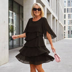 Women's casual summer shift dress featuring stylish puff sleeves, perfect for warm-weather outings and versatile enough for both day and night events. 5
