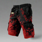 Women's regular fit cargo shorts featuring a unique Viking skull print, perfect for casual wear and outdoor activities. 4