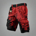 Women's regular fit cargo shorts featuring a unique Viking skull print, perfect for casual wear and outdoor activities. 5