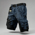 Women's regular fit cargo shorts featuring a unique Viking skull print, perfect for casual wear and outdoor activities. 7