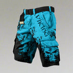 Women's regular fit cargo shorts featuring a unique Viking skull print, perfect for casual wear and outdoor activities. 8