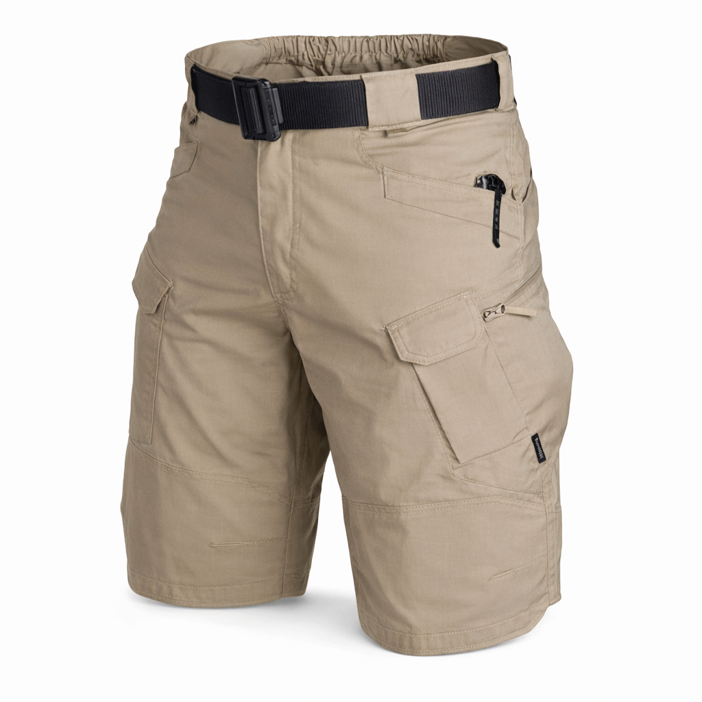 Women's relaxed fit cargo shorts designed for casual outdoor activities, featuring multiple pockets and a comfortable waistband for easy movement. 1