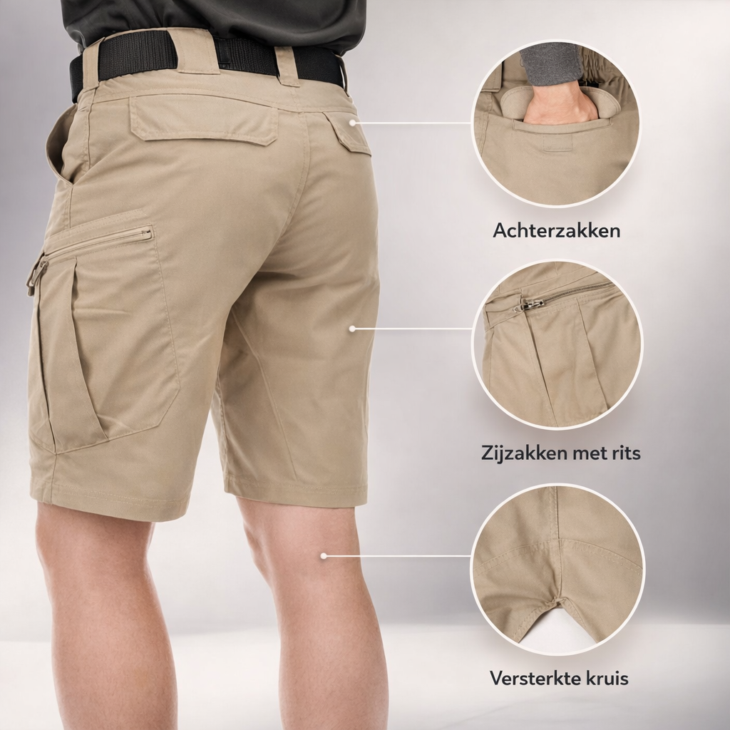 Women's relaxed fit cargo shorts designed for casual outdoor activities, featuring multiple pockets and a comfortable waistband for easy movement. 2