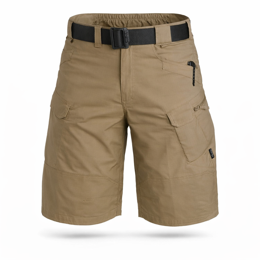 Women's relaxed fit cargo shorts designed for casual outdoor activities, featuring multiple pockets and a comfortable waistband for easy movement. 8