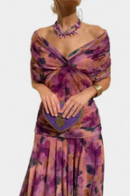 Women's ruched V-neck maxi dress in a vibrant color, perfect for summer formal occasions, featuring elegant flowing fabric and a flattering silhouette. 8