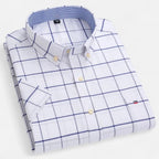 Women's short sleeve oxford shirt in a light and breathable fabric, perfect for casual summer outings, featuring a classic collar and a relaxed fit for comfortable wear 12